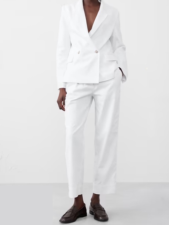 Banana Republic Pants - Banana Republic White tapered linen-blend pull on ankle pant Size M #166